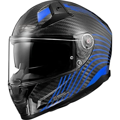 Imagen de LS2, Casco integral moto VECTOR II carbon FLUX gloss blue, XXL