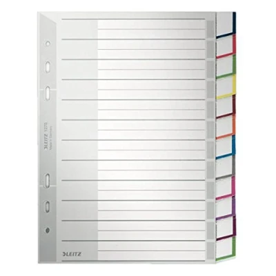 Imagen de Leitz A5 Índice de Plástico 12 Pestañas, Sistema Intercambiable Etiquetado Gris, Separadores Resistente, 12750000