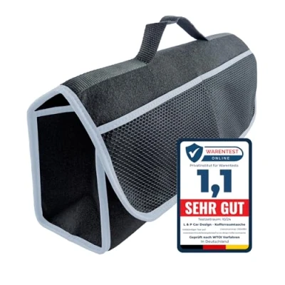 Imagen de L &amp; P Car Design Organizador para maletero de coche, bolsa herramientas, con cierre velcro, color negro y gris