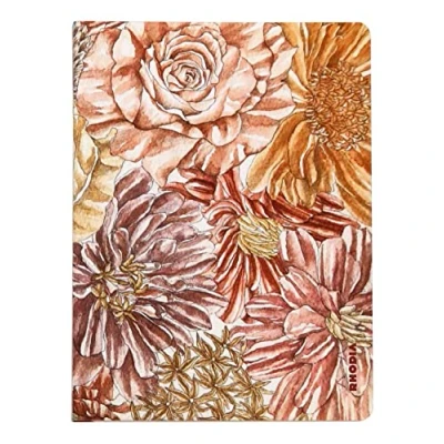 Imagen de Rhodia 120032C ORANGE Botanique carnet à reliure intégrale cachée A5 ligné, 120 pages papier ivoire 90g couverture soft touch motif Bouquet
