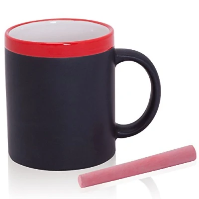Imagen de eBuyGB Taza de Tiza Pizarra Notas, Personalizable, Color Rojo, Cerámica, 10 cm