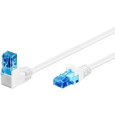 Imagen de Goobay 51539 Cable de Red (Cat. 6A, Conector 90 Grados, Ethernet, Playstation, Xbox, LAN, DSL, U/UTP, RJ45, 5 m), Color Blanco