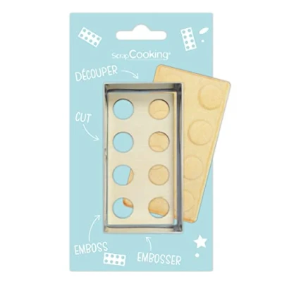 Imagen de ScrapCooking 2096 juego de cortadora y embosador madera ladrillo, acero inoxidable para galletas en relieve, molde accesorios pastelería con chorro arena juguete