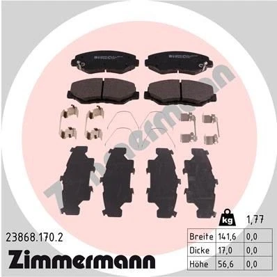 Imagen de ZIMMERMANN 23868.170.2 Juego de pastillas freno con avisador acústico desgaste Foto correspondiente a la entrega, muelle HONDA: CR V 2