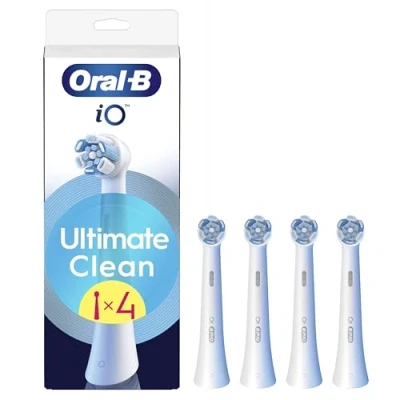 Imagen de Oral B Series iO Ultimate Clean Cabezales De Recambio Originales, Pack 4 Recambios Blancos Para Cepillos Dientes Eléctricos iO, Eliminación Profunda La Placa Bacteriana