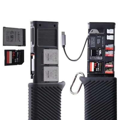 Imagen de PGYTECH CFexpress Tipo B/SD/Micro SD Lector de Tarjetas USB 3.2 Gen 2 10Gbps Memoria B/SD/TF Card Case, Compatible con Windows/Mac/Linux/Android/iPad OS (Negro)