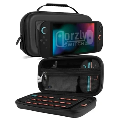 Imagen de Orzly Funda de Transporte para Consola Nintendo Switch 2 2025 7.9 Pulgadas, rígida con Almacenamiento Inteligente Accesorios y Bolsillos Juegos, edición Caja Regalo (Switch