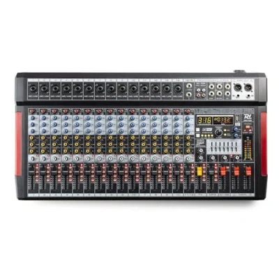 Imagen de Power Dynamics PDM T1604 Mezclador de audio 16 canales con streaming Bluetooth, ecualizador gráfico 7 bandas, MP3, salida USB, auriculares 6,35 mm, ideal para estudio grabación