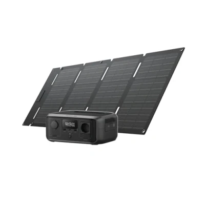 Imagen de Estación de energía portátil EF EcoFlow RIVER 3 con panel solar 45 W, batería LFP 245 Wh, salida 600 eficiencia GaN que duplica la duración, SAI en