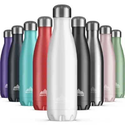 Imagen de Mont Clair Botella agua Acero Inoxidable Termica sin BPA, 12h de Bebida Caliente y 24h Fría, Termo con pared Doble Aislamiento, Isotermica 500ml Blanca