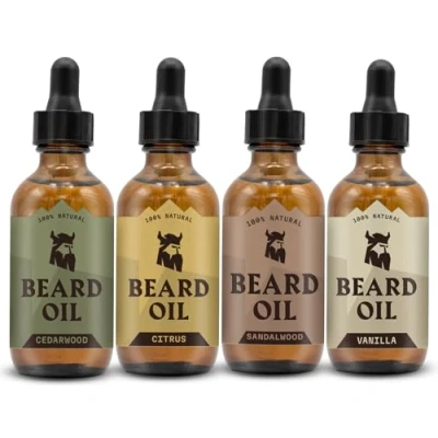Imagen de Striking Viking Aceite de barba para hombres Fórmula orgánica natural con aceites árbol té, argán y jojoba Promueve el crecimiento, suaviza e hidrata (todos los 04 aromas)