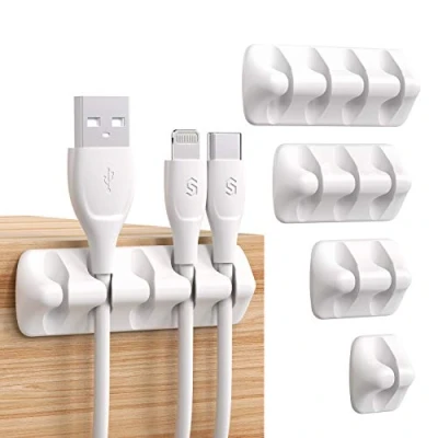 Imagen de SYNCWIRE Organizador Clip de Cable [5 Unidades] Administrador Mini Soporte con Ganchos Adhesivos para Alimentación y Accesorio Carga Mouse, PC, Oficina hogar
