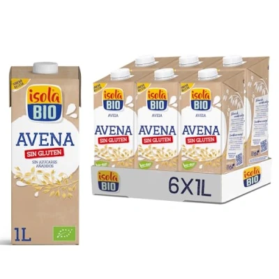 Imagen de Isola Bio Pack de 6 Unidades 1 L Bebida Ecológica Vegetal Avena Sin Azúcares Añadidos y Lactosa Apto para Veganos Ideal Tomar Sola, con Café o en Batidos