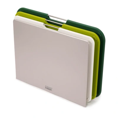 Imagen de Joseph Nest Juego de 3 tablas cortar, codificadas por color, con estuche almacenamiento, Grandes, Verde