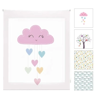 Imagen de Blindecor Digital Infantil Estor Enrollable Translúcido con Estampado Impresión Modelo Cloudsheart 130 x 180 cm (ancho por alto) Tamaño de la Tela 127 175 Estores para Ventanas