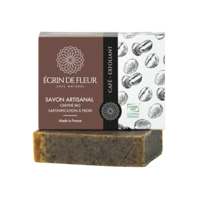 Imagen de Écrin de Fleur Jabón Exfoliante Café Ecológico Hecho a Mano, para Todo Tipo Piel, sin Productos Químicos, Aceite Palma, 1x90g