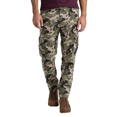 Imagen de Pantalones de Camuflaje para hombre, 100% algodón, ropa trabajo, pierna recta, Oliva, 44W x 32L