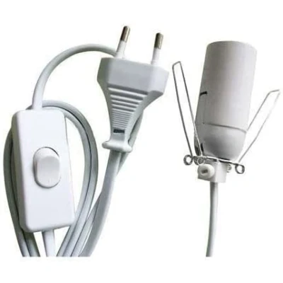 Imagen de LAMARE Cable para lámpara de sal con enchufe europeo e interruptor Color blanco Incluye Bombilla E14.