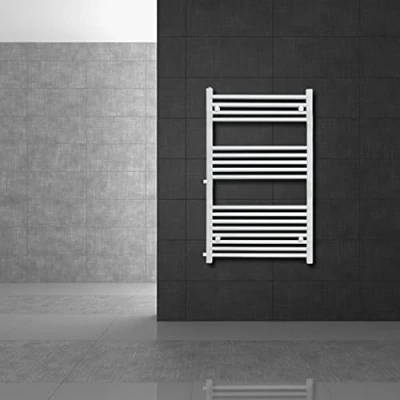 Imagen de ECD Germany Radiador toallero Sahara 600 x 1200 mm Blanco Plano con conexión lateral de toallas diseño moderno No electrico