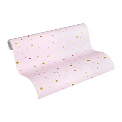 Imagen de Papel pintado Con Puntos Little Stars tejido no 10.05 m x 0.53 Rosa Oro Fabricado en Alemania de A.S. Création 358391 35839 1
