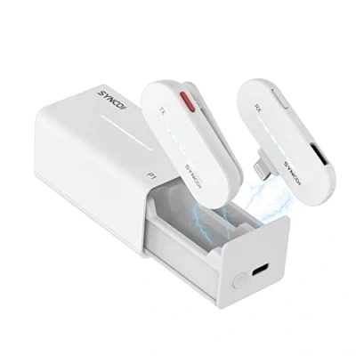Imagen de SYNCO Micrófono Inalámbrico Móvil, P1L 【Certificación MFi】 Wireless Micro de Solapa 2.4 GHz con Funda Carga Compatible iPhone iPad,