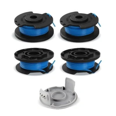 Imagen de Viilich 4 bobinas de hilo para Ryobi, bobina repuesto Ryobi One+ RAC124 AC14RL3A OLT1823 OLT1832 18 V, 24 40 recortador, 1 tapa (3,3 m x 1,65 mm)