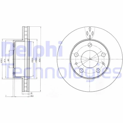 Imagen de DELPHI BG4060 Disco de freno 300 32 5 ventilado aceitado sin procesar cojinete rueda, anillo sensor ABS FIAT: Ducato III Furgón