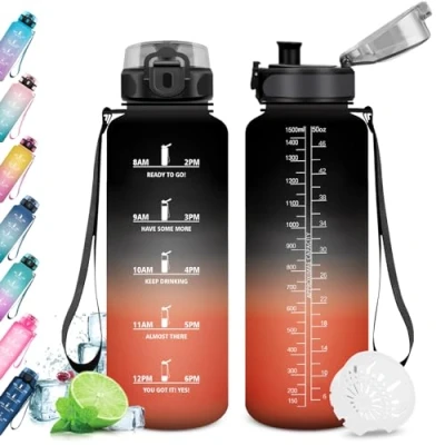 Imagen de KollyKolla Botella Agua 1.5L, de Deportiva, Gimnasio, Reutilizable, sin BPA, Garrafa para Adulto, Niño, Niña, Colegio, Bicicleta, Running, Gym