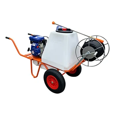 Imagen de Bricoferr Carretilla Sulfatadora con Motor a Gasolina 4 Tiempos y Capacidad 100 litros, 2 Ruedas Carrete
