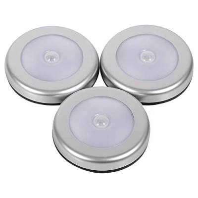 Imagen de Taidda Paquete de 3 Luces nocturnas con Sensor, inalámbrico PIR Sensor Movimiento automático Luz Nocturna 6 LED Cuerpo Redondo Pilas
