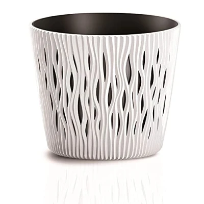 Imagen de Maceta redonda de plastico Sandy Round en color blanco 18,9 (largo) x (ancho) 16,5 (alto) cm