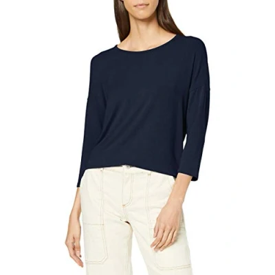 Imagen de Suéter de Punto Delgado Manga 3/4 Cuello Redondo elástico para Mujer ONLGLAMOUR, Color:Azul Oscuro 2, Talla:XL