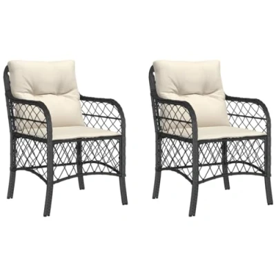 Imagen de vidaXL 2X Sillas Comedor Jardín Ratán Sintético Negro 52x56x85cm Mueble Cocina