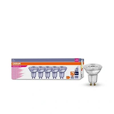 Imagen de Osram Bombillas reflectoras LED regulables con casquillo GU10, ahorro de energía, 50 W, muy larga vida útil (25.000 H), ángulo haz 36, blanco frío, PAR16 4,5 W/4000 K, GU10 en paquete