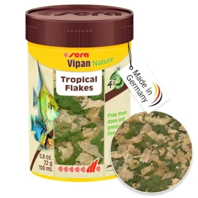 Imagen de Sera Vipan copos normales, comida en copos, pienso para peces con conversión alimentaria mejorada, menor carga el agua y menos algas, clásico, alimento todos los ornamentales acuario.