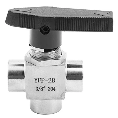 Imagen de Válvula de Bola Acero Inoxidable 3 Vías, BSPP 1/8 &quot;, 1/4&quot;, 3/8 1/2&quot;, Rosca Hembra, Duradera, Control Flujo Tubería para Agua, Gas, Aire, Aceite(BSPP3/8&quot;)