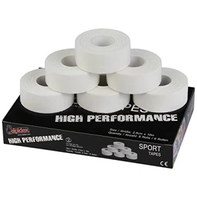Imagen de ALPIDEX 6 x Sport Tape 2.5 cm 10 m Cinta Dedo Adhesiva Deportiva Borde Serrado 100% Algodón Balonmano Fútbol Voleibol Escalada