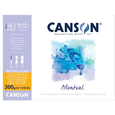 Imagen de Canson Montval Papel para acuarela (24x32 cm, 12 unidades) Blanco Natural