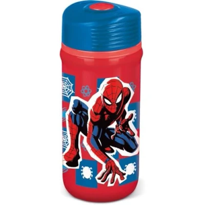 Imagen de Marvel Botella roja y azul de plástico para niños Spiderman 390 ml con cierre antigoteo