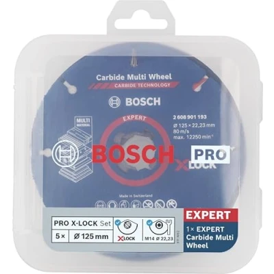 Imagen de Bosch Professional Set con 5 discos de lija y corte X LOCK, acero inoxidable, metal, Ø 125 mm, accesorios amoladora