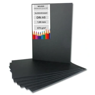 Imagen de 10 carpetas de encuadernación DIN A5 en negro, grosor: 1,0 mm, gramaje: 670 g/m²