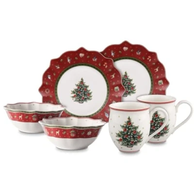 Imagen de Villeroy &amp; Boch 1485857281 Toy&#039;s Delight Breakfast for Two Servicio de desayuno para 2 personas, Porcelana Premium, Rojo, Juego 6 piezas