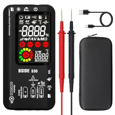 Imagen de BSIDE S30 Multímetro Digital Inteligente Termómetro IR 9999 Cuentas Medidor Diodos Luminoso Alta Tensión Voltímetro Amperímetro Automatico Alimentación Doble para LED Electricista Electrónica Coche