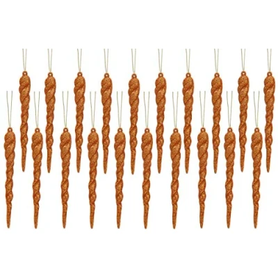 Imagen de Christmas Concepts® Decoraciones de carámbano Brillo 12 cm Adornos Lujo para árboles Navidad (Cobre, Paquete 20)