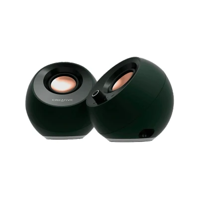 Imagen de Creative Pebble Pro 2.0 Altavoces USB C para Ordenador con Bluetooth 5.3 e iluminación RGB Personalizable, Audio y Puerto de Auriculares/micrófono (Negro)