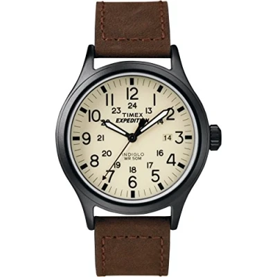 Imagen de Timex Expedition Reloj análogico para Hombre de cuarzo con correa cuero, Marrón (Marrón/Beige)