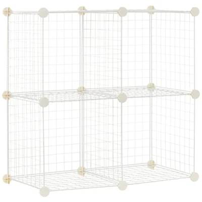 Imagen de Amazon Basics Estantes de Almacenamiento, 4 Cubos, Alambre Blanco, 37 x 77 cm
