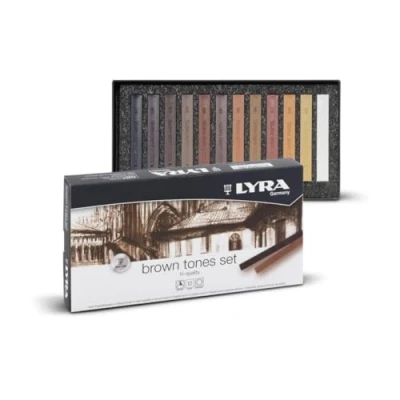 Imagen de LYRA Grey and Brown tones, Pasteles Duros para Bellas Artes, Cuadrado, Estuche Cartón, Set Tonos Marrones, colores surtidos, 12 unidades