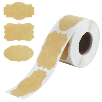 Imagen de 300 etiquetas autoadhesivas para etiquetar mermeladas, adhesivas con papel de estraza especias, 50 x 30 mm, universales, el hogar, cocina, mermeladas