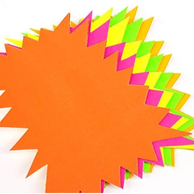 Imagen de 60 x Néon fluorescent Étoiles 10 cm 7,5 Assortis Cartes flashs affichage prix Étiquettes Lebel Shop